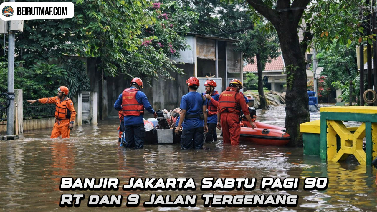 Banjir Jakarta Sabtu Pagi 90 RT dan 9 Jalan Tergenang